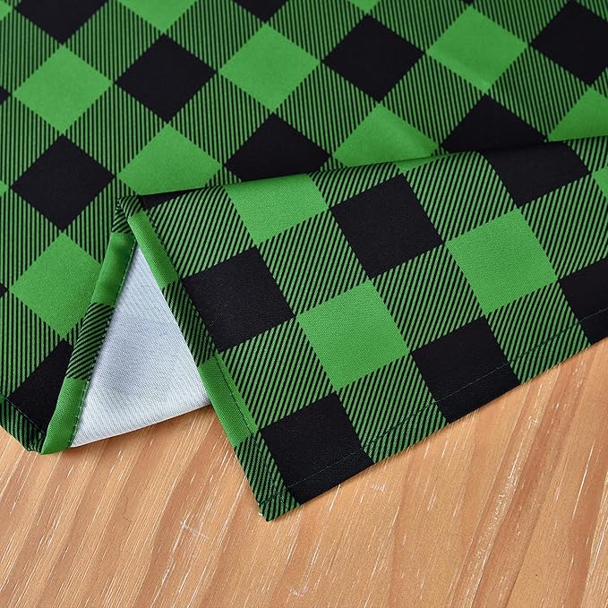 Gingham Plaid Tablecloth - Rectangular 58x102 Inch Water Resistant St Patricks Table Cloth for Indoor/Outdoor Use - Seasonal Irish Christmas Table Cover for Kitchen, Picnics, and Parties