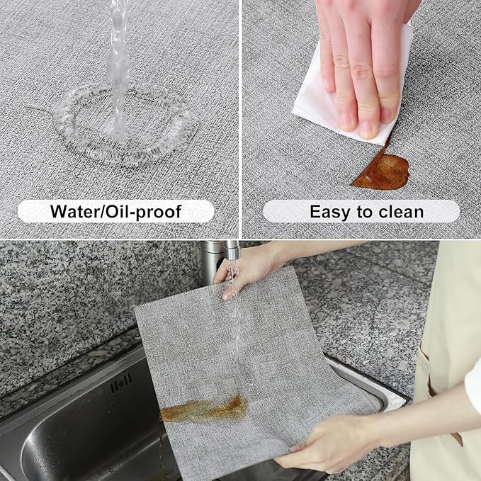 Homaxy Faux Leather Heat Resistant Placemats for Dining Table Set of 6, Waterproof Wipeable Washable PU Table Mats, Easy to Clean Anti-Slip Place Mats, 11.8" x 17", Light Grey