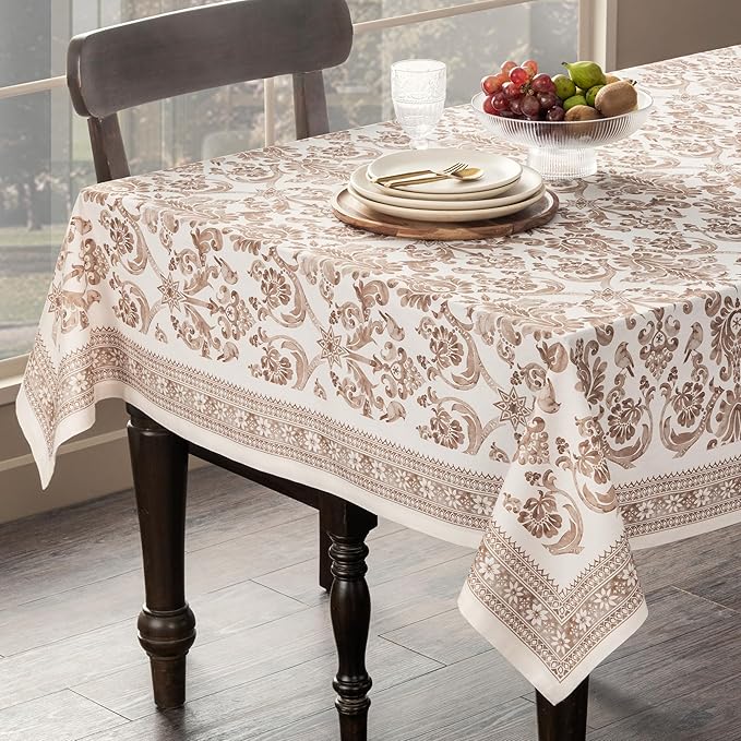 Maison d' Hermine Table Cloth Square Table 100% Cotton 54 x 54 Inches Fall Tablecloth Reusable Everyday Use for Thanksgiving Christmas Decorations Dining Farmhouse Party (Allure)
