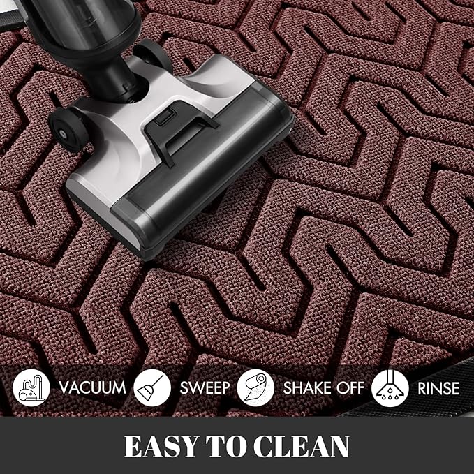 Yimobra Large Door Mat Outside Entrance 47x32, Waterproof Heavy Duty Outdoor Mats for Front Door, Non Slip Rubber Entry Mat for Garage Patio Indoor, Easy Clean, Wine Red