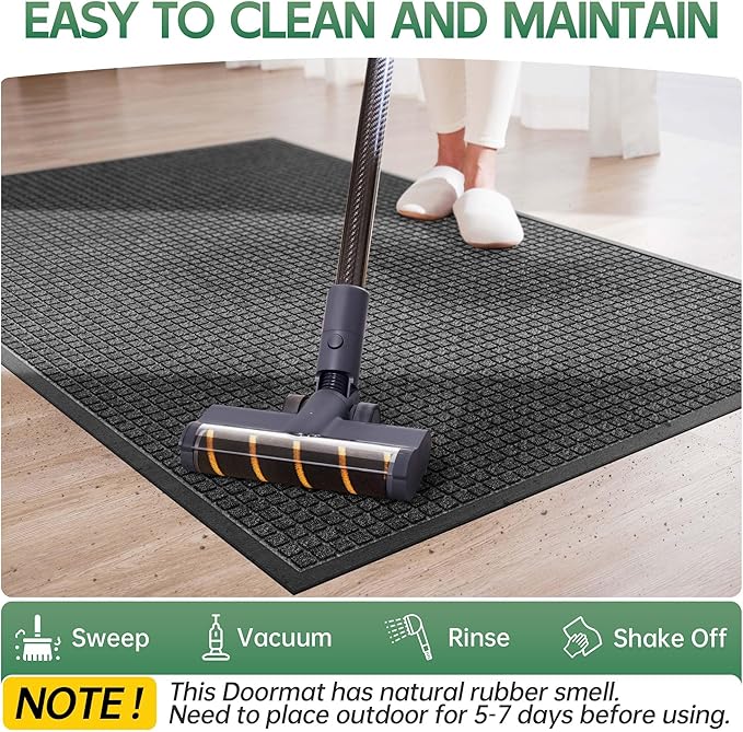Front Door Mat Outside Entrance, 4' x 2' Heavy Duty Indoor Outdoor Door Mats for Entryway, All Season Weather Outdoor Doormat, Natural Rubber Non Slip Welcome Mats for Front Door