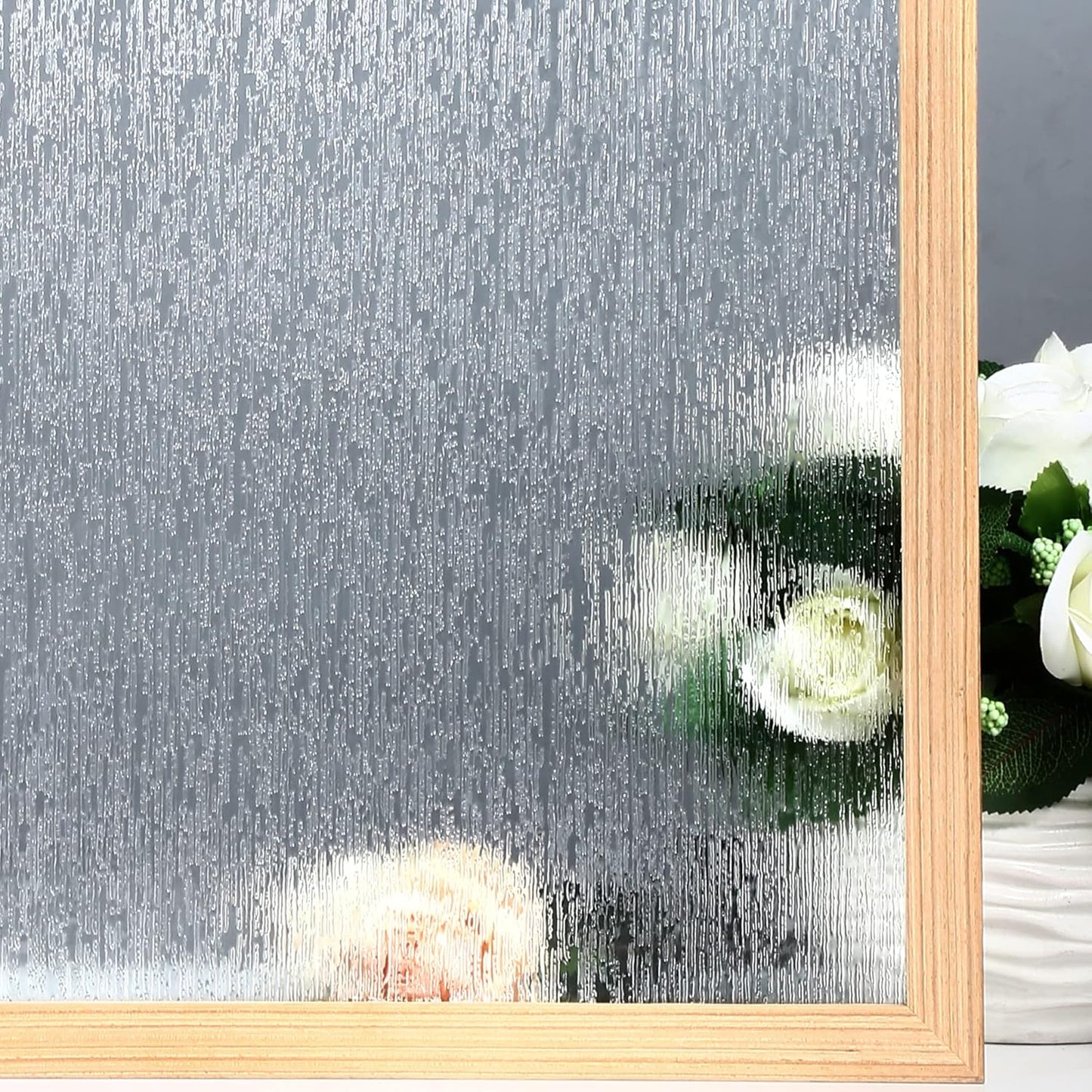 VELIMAX Rain Glass Window Film Privacy Static Window Clings Decorative Glass Sticker for Home Office Removable UV Protection Heat Control 35.4 x 78.7 inches