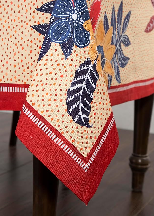 Maison d' Hermine Table Cloth Rectangle Table 100% Cotton 54 x 72 Inches Fall Tablecloth Reusable Everyday Use for Thanksgiving Christmas Decorations Dining Farmhouse Party (Kalahari)