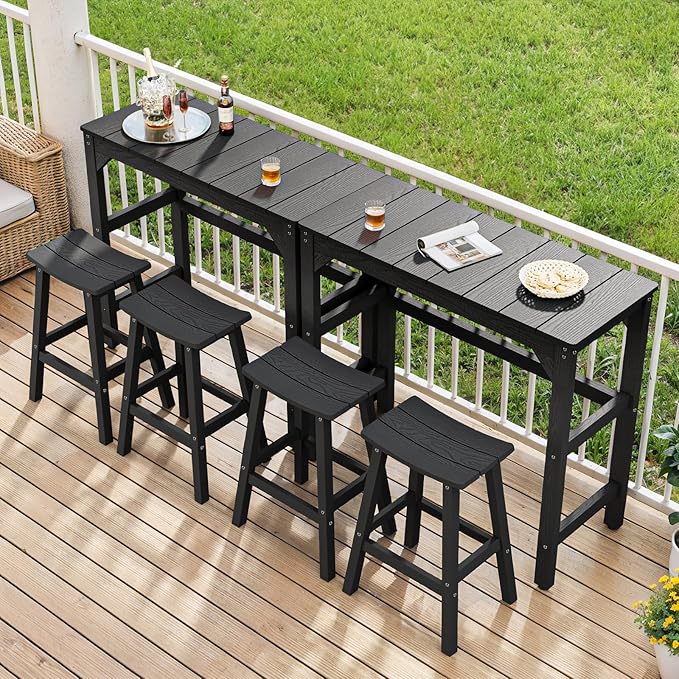 Outdoor Bar Table, 42" Weatherproof Patio Bar Height Counter Table, HIPS Material, Waterproof, for Outside, Garden, Backyard, Balcony, Poolside, Black