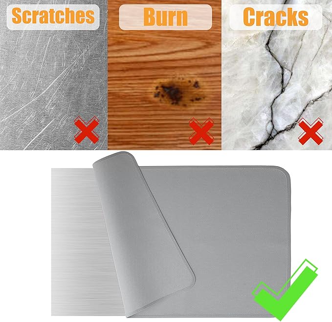 24 x 31 in Heat Resistant Grill Mats for Outdoor Tabletop Grill to Protect Your Prep Table and Outdoor Grill Table, Fire Proof & Water Proof & Oil Proof BBQ Mat - Grey(0.6mm)