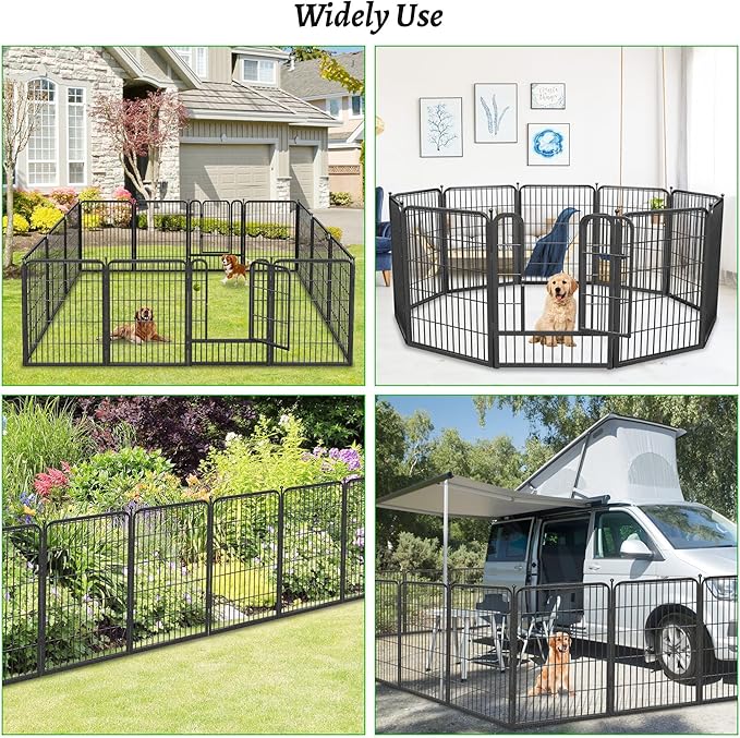 Garden Fence with Gate Metal Fencing Outdoor for Yard, 32in x147ft 64 Panels Outdoor Dog Fence Temporary Fence for Dogs Outside, Rustproof Garden Fencing Flower Bed Edging for Patio