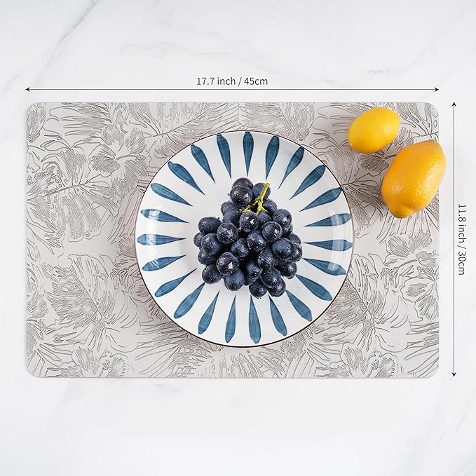 POLYTE Indoor/Outdoor Washable Embossed Vinyl Faux Leather Table Dining Placemats, Set of 4