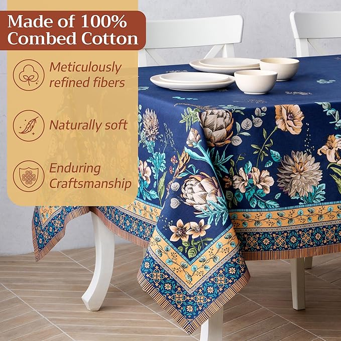 Maison d' Hermine Premium Table Cloth Square Table 100% Combed Cotton 70 x 70 Inches Tablecloth Reusable Decorative for Dining Room, Farmhouse, Home, Party, Festive & Wedding - Artichoke