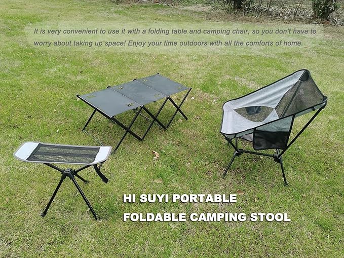 Portable Camping Chair Foot Rest Stool Lightweight Heavy Duty Folding Outdoor Picnic Beach Travel Fishing Backpacking,Durable 600D Oxford Cloth,Sturdy Aluminum Alloy Frame,with Carry Bag