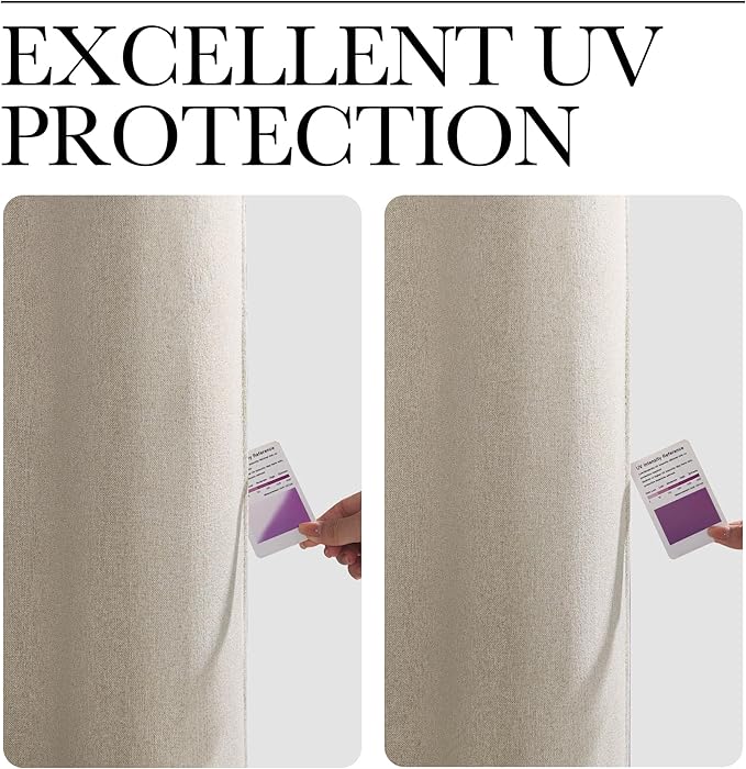 NICETOWN 100% Blackout Patio Outdoor Curtains Waterproof 2 Panels, Linen Textured Thermal Insulated Indoor/Outside Drapes for Gazebo, Privacy Sun Shades for Porch, Bathroom, W52 x L96 Inch, Natural