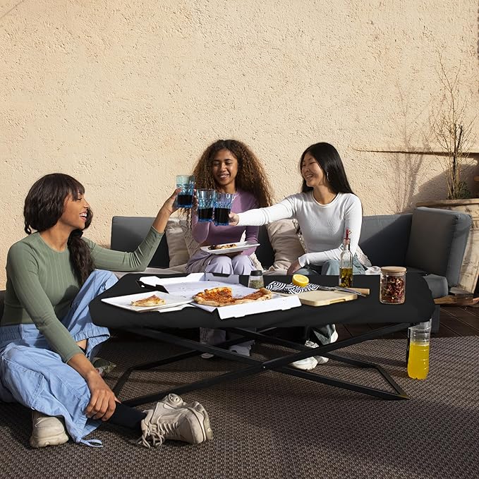 Covers & All Rectangle Table Top Cover, 12 Oz Waterproof UV & Weather Resistant Patio Table Cover, Outdoor Table Cover for Patio Furniture (90" L x 40" W x 5" H, Black)