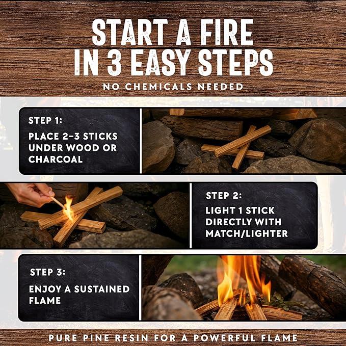 2lb Fatwood Fire Starter Sticks | 100% Natural Fire Starters for Campfires, Firepit, Wood Stoves, Fireplaces, BBQ | Start a Fire w/Just 2 Sticks | Camping Essentials by Billy Buckskin (2lb Bag)