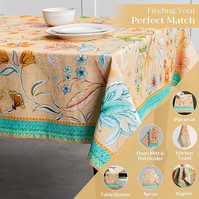 Maison d' Hermine Table Cloth Square Table 100% Cotton 60 x 60 Inches Tablecloth Reusable Decorative for Dining Room, Farmhouse, Home, Party, Festive & Wedding Spring Summer - Luxury Loft – Peach