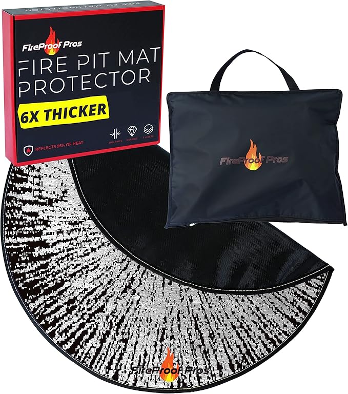 40 Inch Inferno Black Pattern Fire Pit mat. Decorative Heat and Ember Resistant Splatter Pattern Color Design. Fireproof mat for Protecting Wood Deck, Concrete, trex, Vinyl, and Grass.