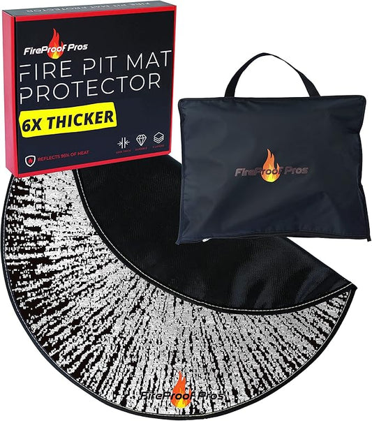 40 Inch Inferno Black Pattern Fire Pit mat. Decorative Heat and Ember Resistant Splatter Pattern Color Design. Fireproof mat for Protecting Wood Deck, Concrete, trex, Vinyl, and Grass.