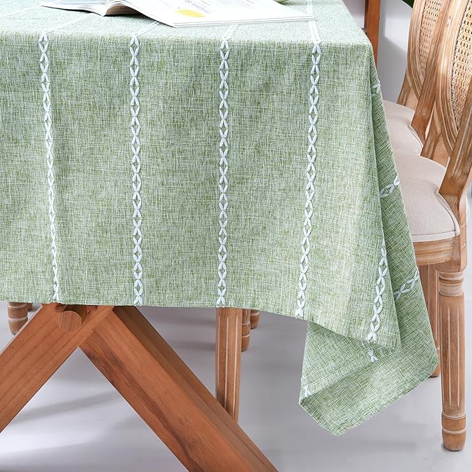 Chassic 60 x 60 inches Farmhouse Style Linen tablecloths, Wrinkle Resistant Washable Dining Room Table Cloths for Square Tables - Sage Green