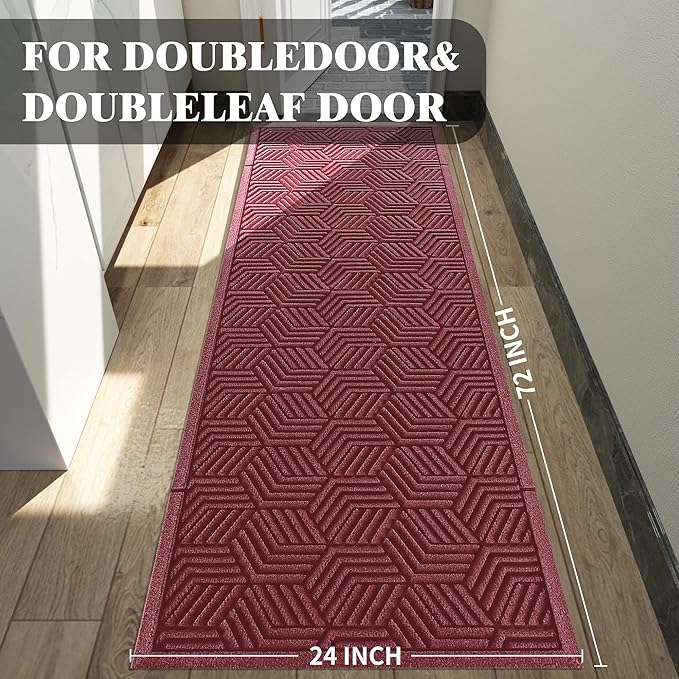 Yimobra Outdoor Indoor Runner Mat 72x24, All-Season Waterproof Entrance Mat for Front Door with Drainage Holes, Heavy Duty Non-Slip Doormat for Garage Patio Entryway, Red
