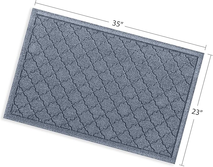 WaterHog Heavy Duty Doorway Mat, 2' x 3', Made in USA, Durable & Skid-Resistant Entryway Mat, Water-Trapping, Indoor/Outdoor Decorative Floor Covering, Cordova Collection, Bluestone
