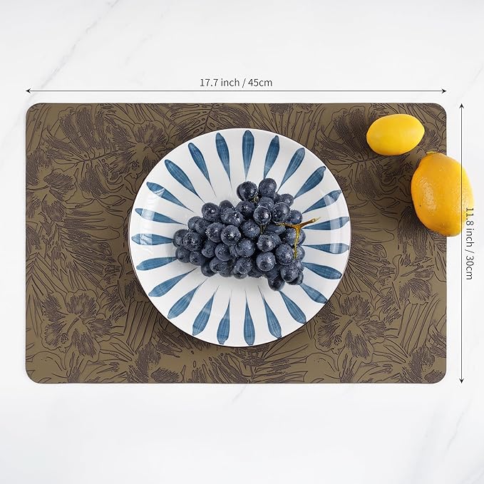 POLYTE Indoor/Outdoor Washable Embossed Vinyl Faux Leather Table Dining Placemats, Set of 4