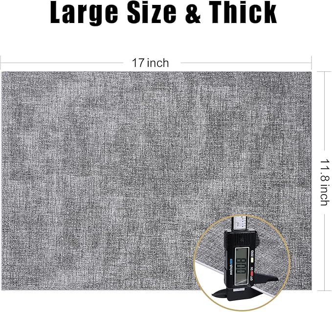 Homaxy Faux Leather Heat Resistant Placemats for Dining Table Set of 12, Waterproof Wipeable Washable PU Table Mats, Easy to Clean Anti-Slip Place Mats, 11.8" x 17", Black & White