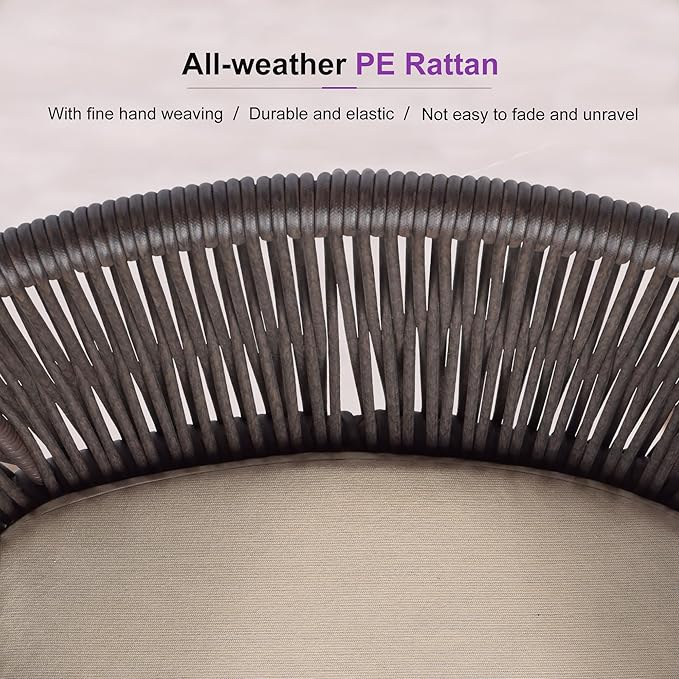 PURPLE LEAF 13 Pieces Outdoor Dining Set Patio Furniture Set Aluminum Rattan Wicker Patio Table and Chairs Set for Lawn Porch Deck Brown with Counter Stools
