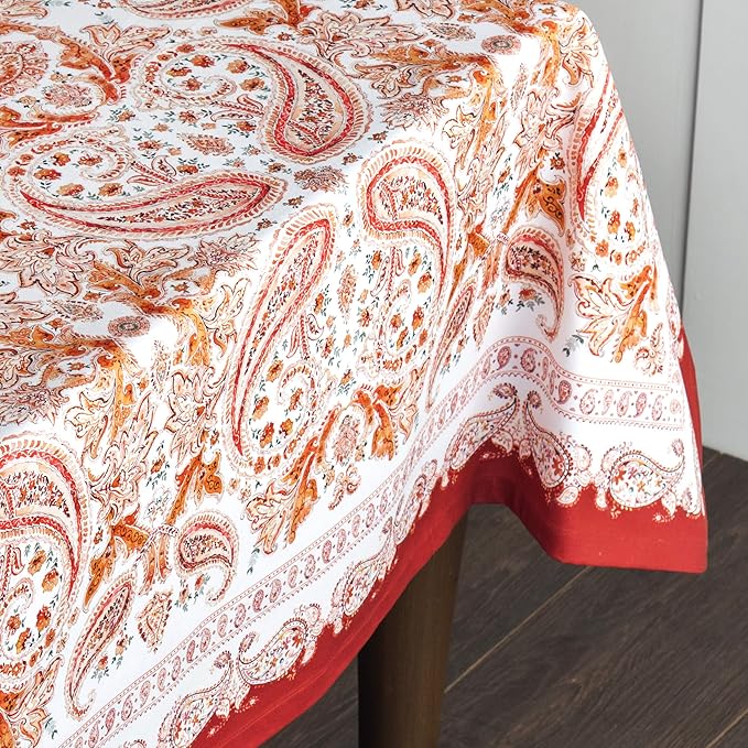 Maison d' Hermine Table Cloth Rectangle Table 100% Cotton 60 x 90 Inches Fall Tablecloth Reusable Everyday Use for Thanksgiving Christmas Decorations Dining Farmhouse Party (Orient)