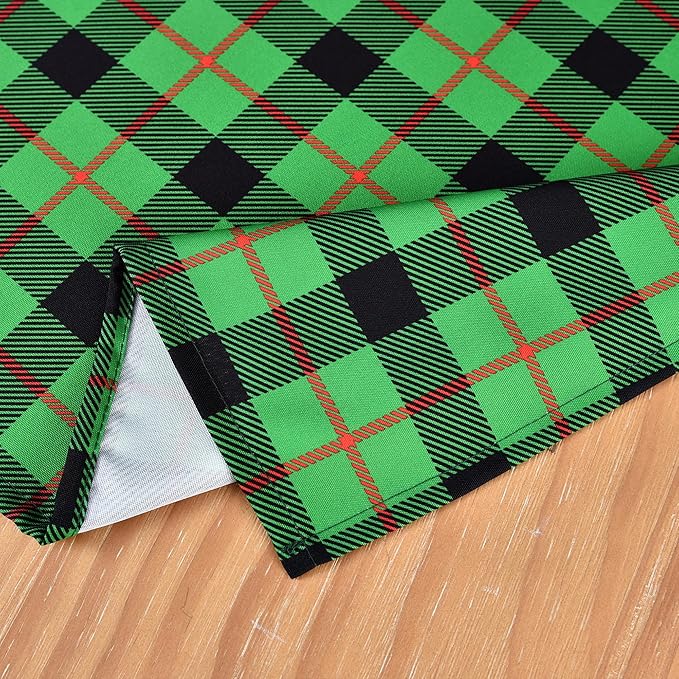 Gingham Plaid Tablecloth - Rectangular 58x102 Inch Water Resistant St Patricks Table Cloth for Indoor/Outdoor Use - Seasonal Irish Christmas Table Cover for Kitchen, Picnics, and Parties