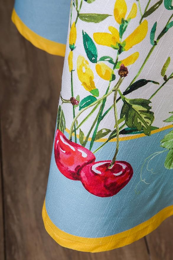 Maison d' Hermine Table Cloth Round Table 100% Cotton 63 Inches Tablecloth Reusable Decorative Everyday Use for Dining Room, Farmhouse, Home, Party, Festive & Wedding Spring Summer - Giverny