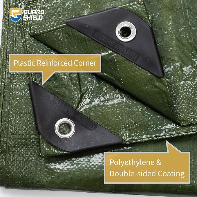 GUARD SHIELD Green Tarp Waterproof 12x16 Feet Medium Duty All Purpose Poly Tarps Cover 7mil