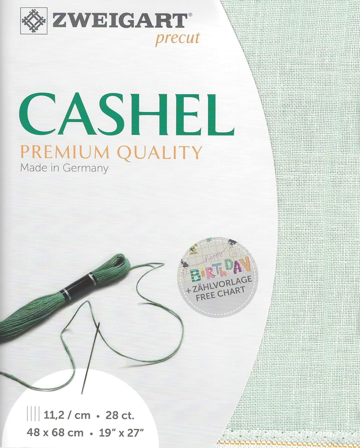 Precut Zweigart Cashel 28 Count Sapphire Green 3281/6125