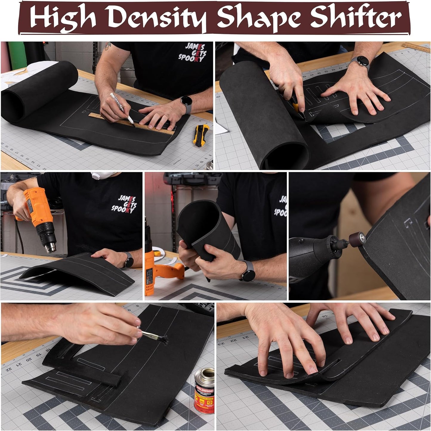 Shape Retention EVA Cosplay Foam 6mm (1mm-10mm) 14x39 inch Black or White High Density EVA Foam Sheets. Premium 85 kg/m3 Heat Shape Material for DIY Convention or Halloween Costumes by The Foamory