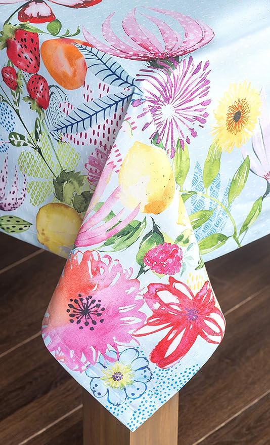 Maison d' Hermine Table Cloth Rectangle Table 100% Cotton 60 x 108 Inches Tablecloth Reusable for Dining Room, Farmhouse, Home, Party, Festive & Wedding Spring Summer - Jardin D'Ete - Mint