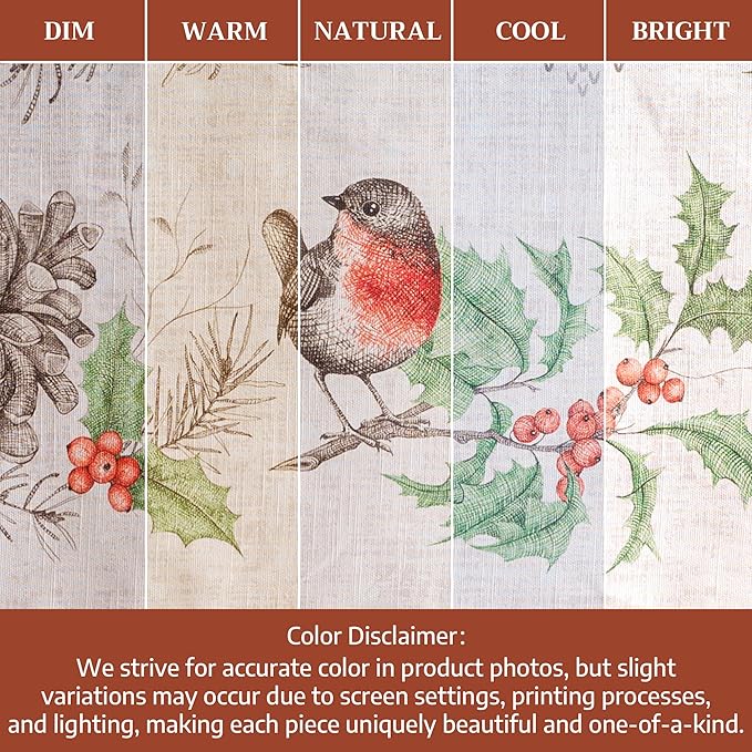 Maison d' Hermine Table Cloth Round Table 100% Cotton 69 Inches Fall Tablecloth Reusable Everyday Use for Thanksgiving Christmas Decorations Dining Farmhouse Party (Christmas Dew)