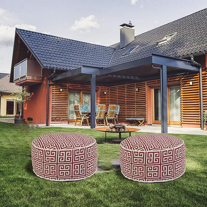 Kozyard Inflatable Ottoman Stool - Portable Round Pouf for Indoor/Outdoor Use - Perfect Small Foot Rest or Seating for Kids and Adults - Ideal for Camping or Home (Ruby Red)