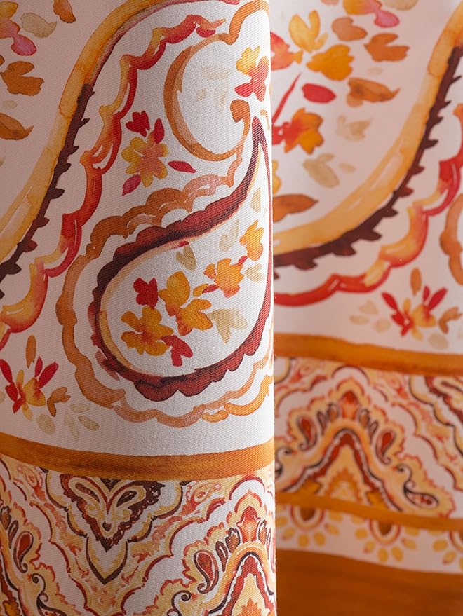 Maison d' Hermine Table Cloth Round Table 100% Cotton 69 Inches Fall Tablecloth Reusable Everyday Use for Thanksgiving Christmas Decorations Dining Farmhouse Party (Palatial Paisley)