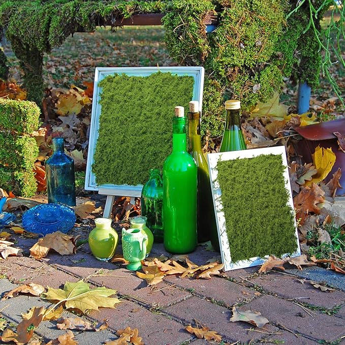 Zeyune 4 Pcs Fake Moss Table Runner for Crafts Artificial Moss Sheet Roll Waterproof Carpet Blanket for Wall Roof Garden Wedding Party Decoration (39 x 39 Inch)