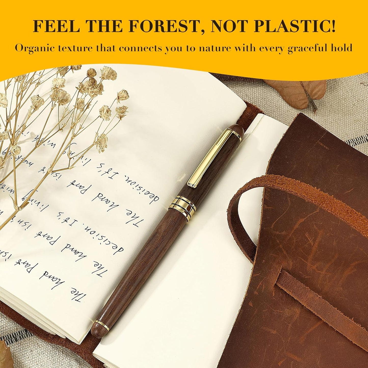 BEILUNER Luxury Wood Ballpoint Pen Writing Set,Walnut-Elegant Fancy Nice Gift Pen Set for Signature Executive Premium Office Fancy Nice Supplies - Christmas Gift Boxed with Extra Refills (Black)