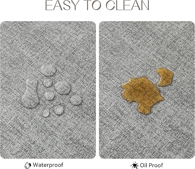 Romanstile Vinyl Placemats Set of 8-12 X 17 Inch - Heat Resistant Place Mats 100% Waterproof Oilproof Wipeable Reversible Faux Leather Table Mats for Kitchen, Dining, Party, Outdoor, Light Grey