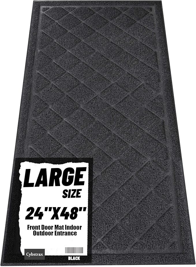 Front Door Mat Indoor Outdoor Entrance, 24" x 48" All-Season Heavy Duty Waterproof Doormat, Non-Slip Absorbent Entryway Mat, Easy to Clean, Low Profile Commercial Floor Mat for Indoor Outdoor