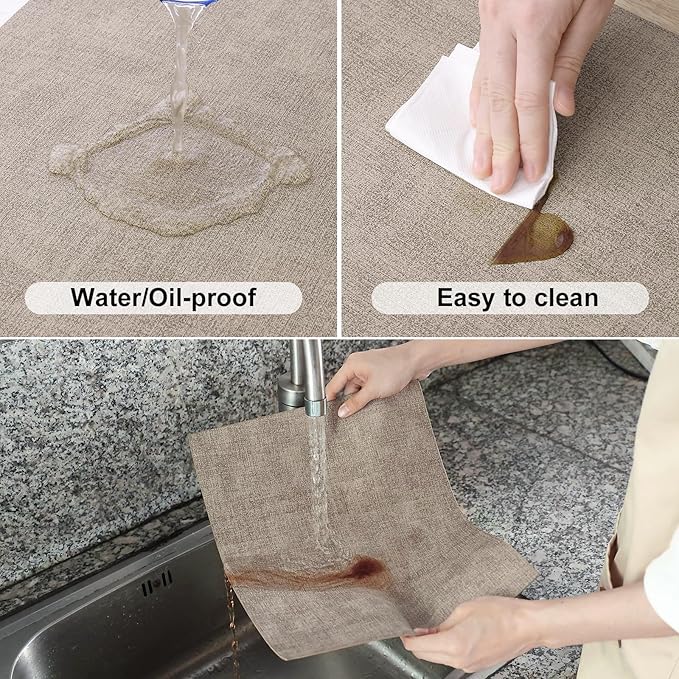 Homaxy Faux Leather Heat Resistant Placemats for Dining Table Set of 8, Waterproof Wipeable Washable PU Table Mats, Easy to Clean Anti-Slip Place Mats, 11.8" x 17", Light Brown