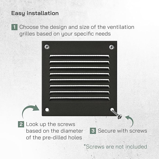 Vent Systems 4'' x 4'' Inch (Overall Dimensions) Pack of 5 - Anthracite - Air Vent Cover Metal Air Return Grill Built-in Pest Guard Screen HVAC Vent Duct Cover for Home Improvement