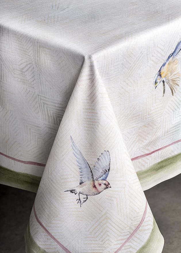 Maison d' Hermine Table Cloth Rectangle Table 100% Cotton 60 x 120 Inches Tablecloth Reusable Decorative for Dining Room, Farmhouse, Home, Party, Festive & Wedding Spring Summer - Flying Birds