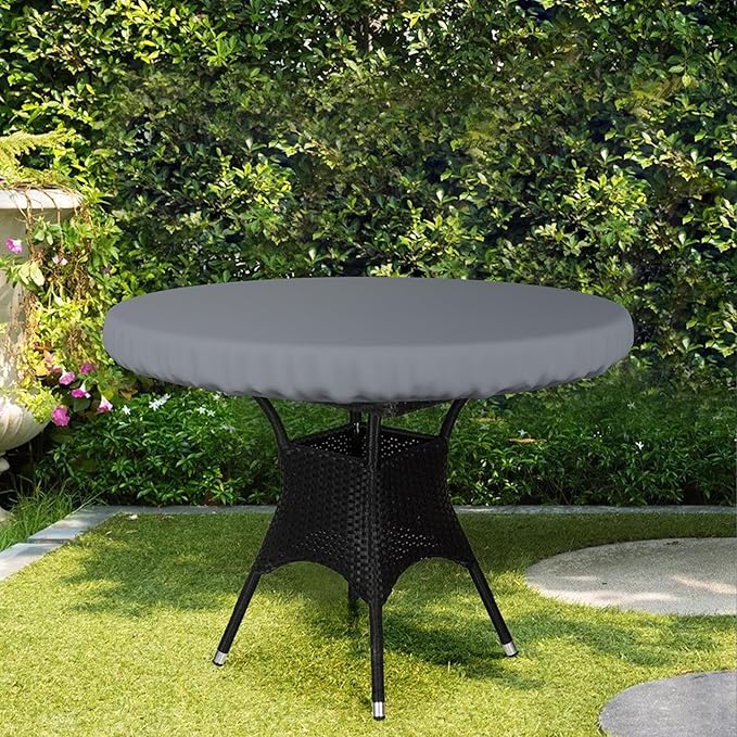 Covers & All Round Table Top Cover, 12 Oz Waterproof UV & Weather Resistant Patio Table Cover, Outdoor Table Cover for Patio Outdoor Furniture & Coffee Table (44" Dia x 4" H Inches, Gray)