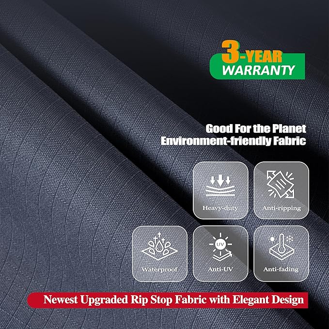 F&J Outdoors Patio Furniture Covers, Waterproof UV Resistant Rip-stop Cover for Outdoor Furniture, Grey, 90"Wx60"Dx27.5"H