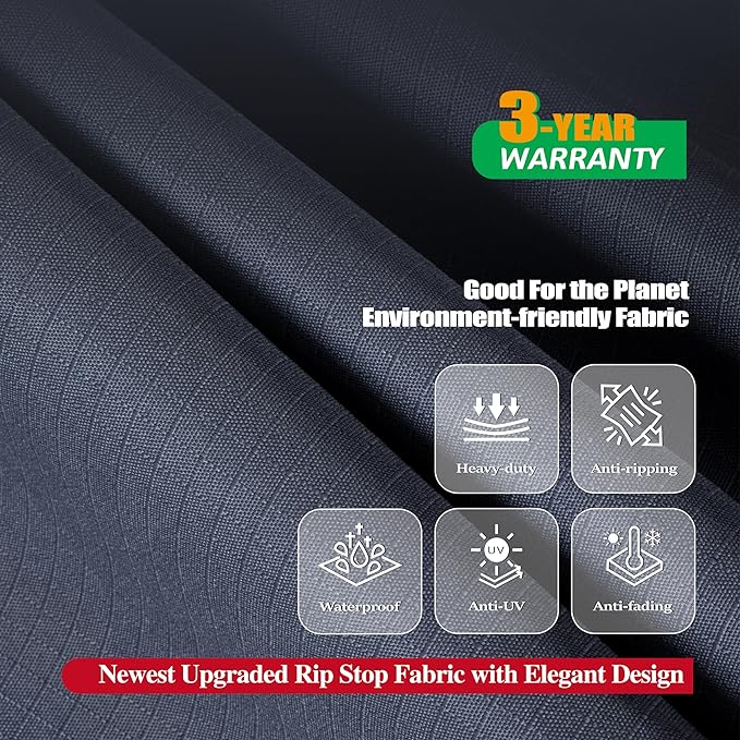 F&J Outdoors Patio Furniture Covers, Heavy Duty Tear Resistant Waterproof UV Resistant Windproof Outdoor Furniture Cover, Grey, 84" Dia x 31" H