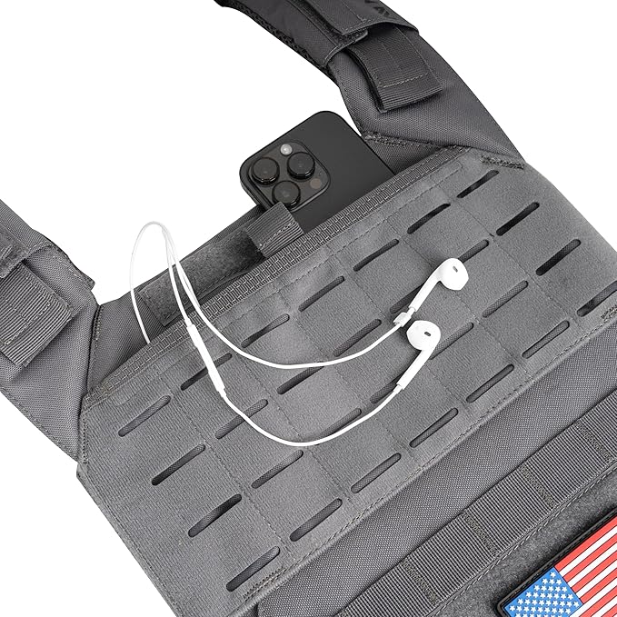 Northgym Adjustable Weighted Vest/Incl. 3D Weight Plates in 14lbs / 20lbs/ 30lbs/ 42.5lbs - Optimized Weight Distribution and with Curved Plates for Running, Functional Training and Working Out