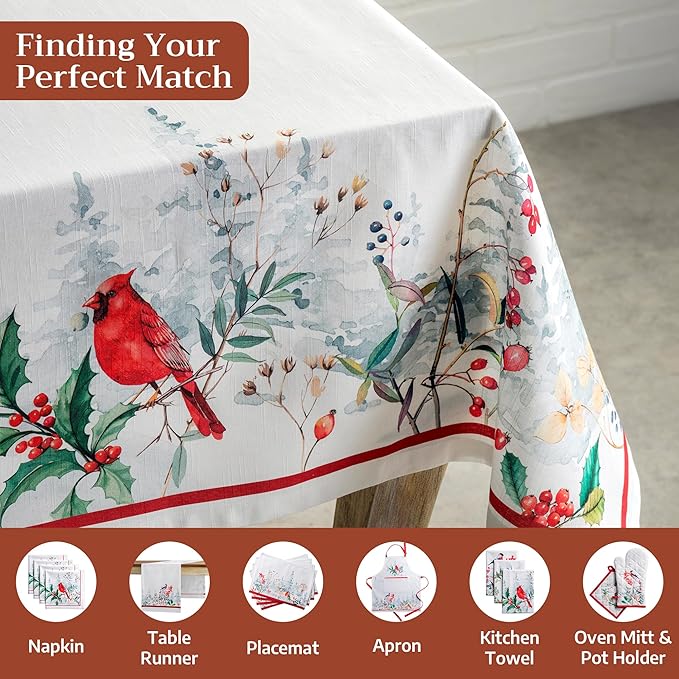 Maison d' Hermine Table Cloth Square Table 100% Cotton 54 x 54 Inches Fall Tablecloth Reusable Everyday Use for Thanksgiving Christmas Decorations Dining Farmhouse Party (Morzine)