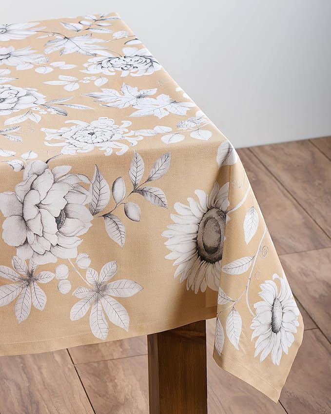 Maison d' Hermine Table Cloth Rectangle Table 100% Cotton 70 x 120 Inches Fall Tablecloth Reusable Everyday Use for Thanksgiving Christmas Decorations Dining Farmhouse Party (Pretty Autumn)