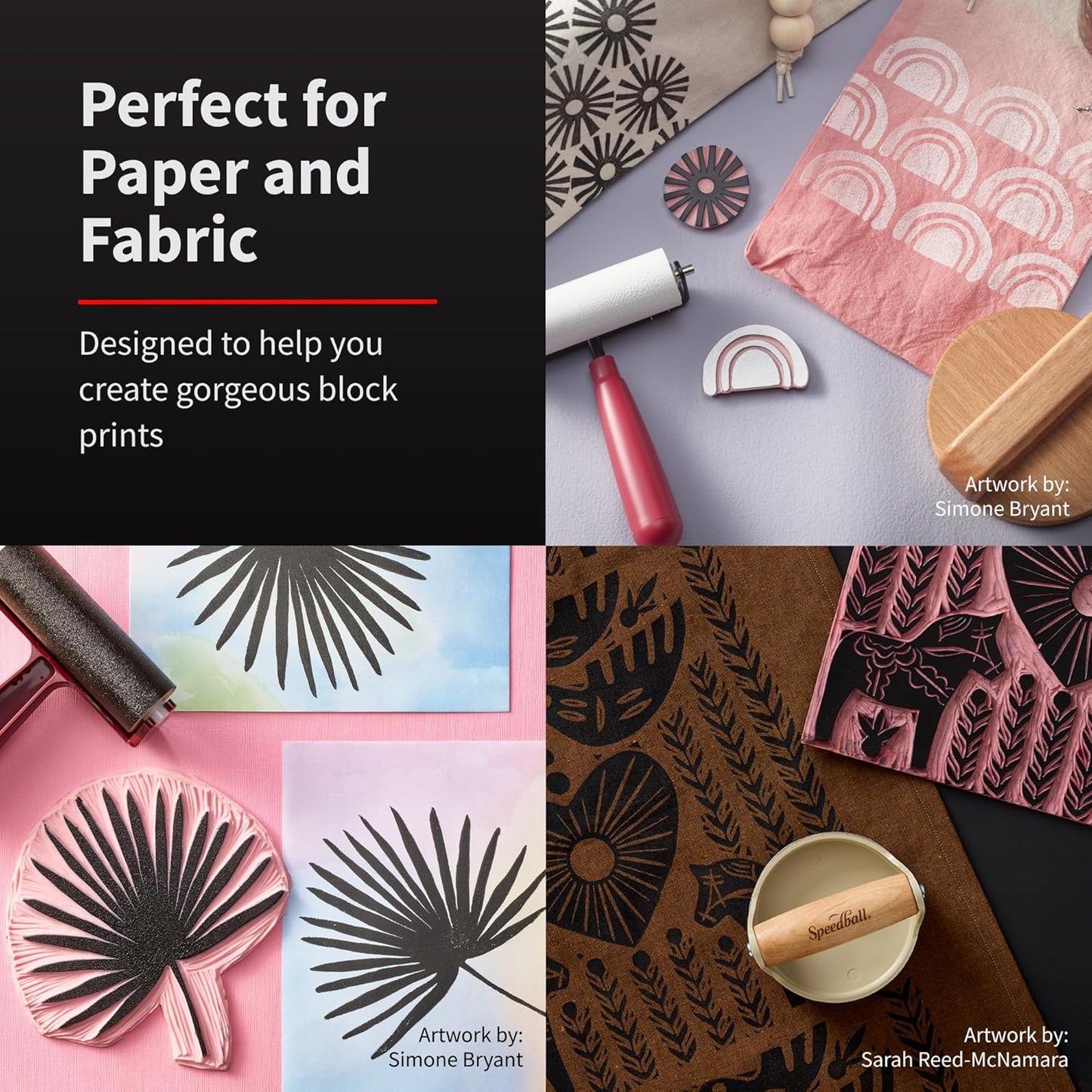 Speedball Block Printing Baren - Comfortable Wooden Handle, Made in the USA - 4 Inches (4139)