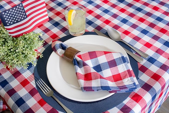 DII PVC Tabletop Collection Woven Indoor/Outdoor, Round Placemat Set, 13.75", Nautical Blue, 6 Piece